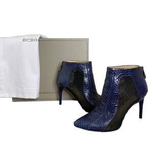 BCBGMAXAZRIA Ankle Booties Sz 7M‎ Womens Blue Leather Snake Lace Mesh
